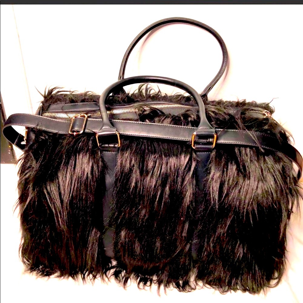 Fur Jet Black Weekender Bag MINT Condition Measures 11”H 20”L 8.5”D